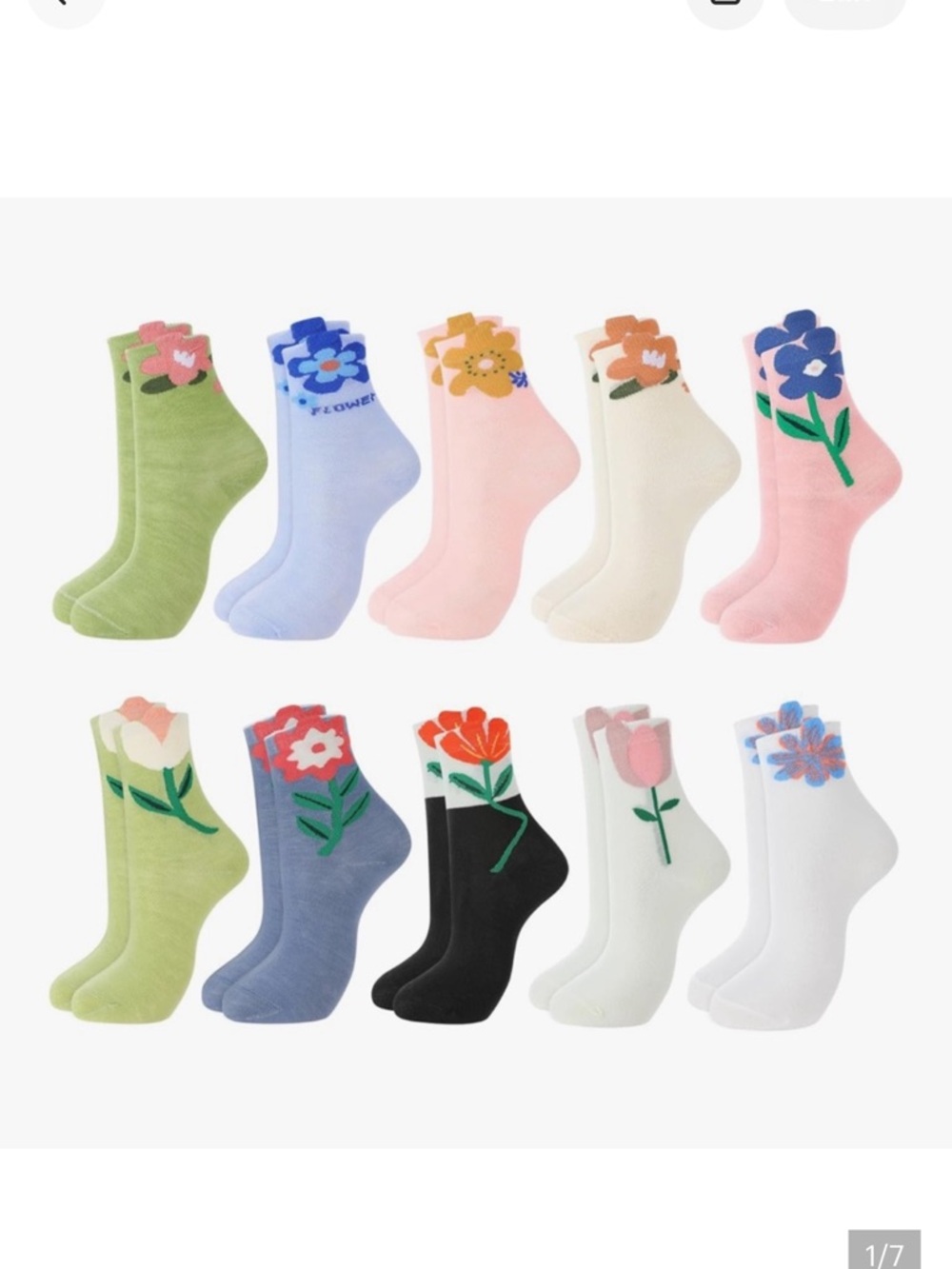 🆕 Pairs Womens Floral Socks Cute Tulip Flower Socks